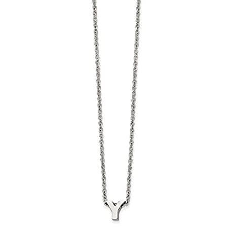 FB Jewels ステンレススチール 光沢仕上げ 文字A 2インチのエクステンション 18インチのネックレス。