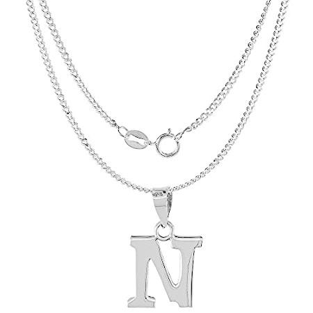 1/2 Inch Small Sterling Silver Block Initial N Necklace Alphabet