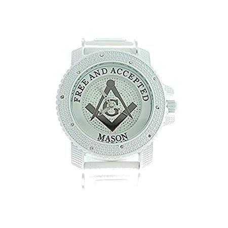 最高の品質 Captain Bling Watches メンズ フリーメイソンウォッチ シリコンバンド 豪華なフリーメイソンウォッチ コレクションボックス付き 腕時計 Www Icpit Org