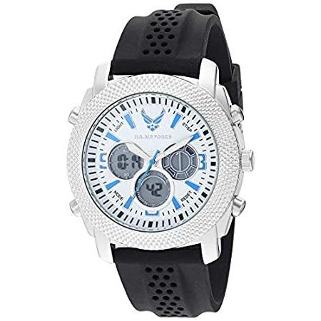 U.S. Military メンズ アナログデジタルクロノグラフ ブラックシリコンストラップウォッチ Wrist Armor ブラック/ブルー