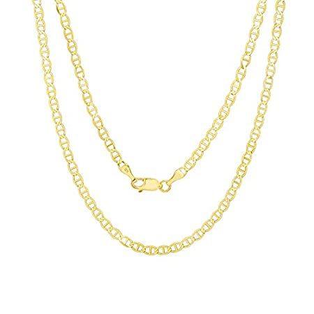 Nuragold 10Kイエローゴールド ソリッド 3mm アンカー マリナー リンク チェーン ペンダントネックレス レディース メンズ ロブスター