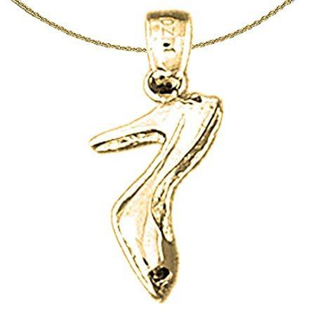 Jewels Obsession 14K Yellow Gold 3D High Heel Pendant with 18