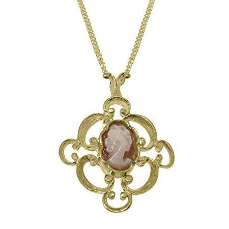 10k Gold Genuine Natural Cameo Womens Pendant & Chain Necklace - Chain leng