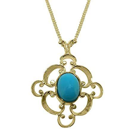 最新作売れ筋が満載 10k Chain - Necklace Chain & Pendant Womens Turquoise Natural Genuine Gold ネックレス、ペンダント