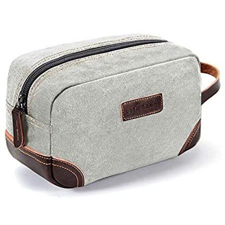 Emissary メンズ トイレタリーバッグ | レザーとキャンバス 旅行用トイレタリーバッグ | ドップキット | 旅行用アクセサリー用シェービング