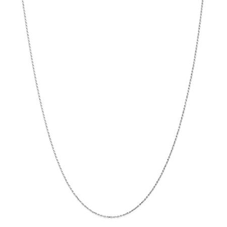 【はこぽす対応商品】 Solid 10k White Gold 1.15mm Diamond-Cut Rope Chain Necklace - with Secure L ネックレス、ペンダント