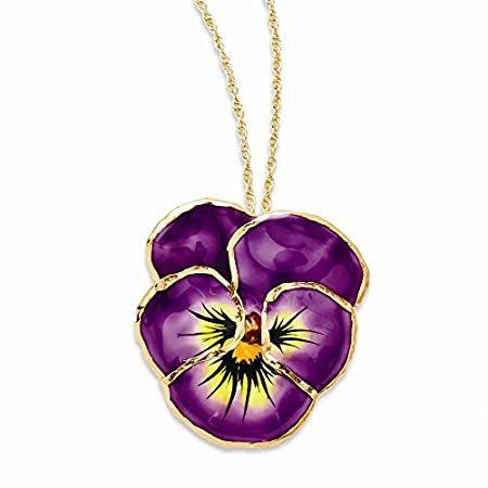 Solid Lacquer Dipped Lilac Pansy Necklace Gold-Tone Chain 20