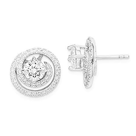 Solid 925 Sterling Silver 6mm Round CZ Cubic Zirconia Earrings Swirl Jacket