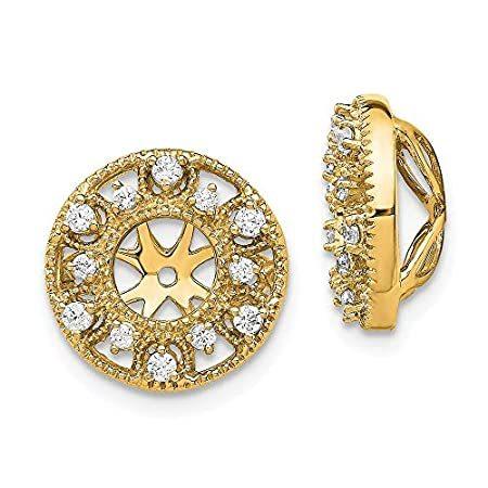 Solid 14k Yellow Gold Unique Diamond Earring Jacket 13mm (.24 cttw.)