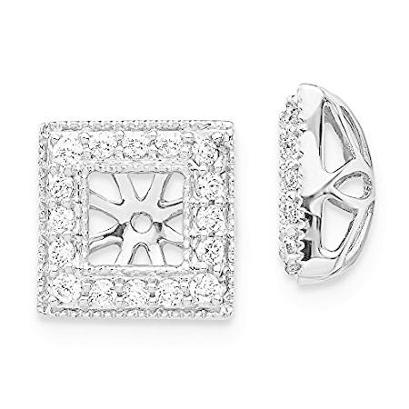 Solid 14K White Gold Diamond Square Jacket Earrings 10mm (.336 cttw.)