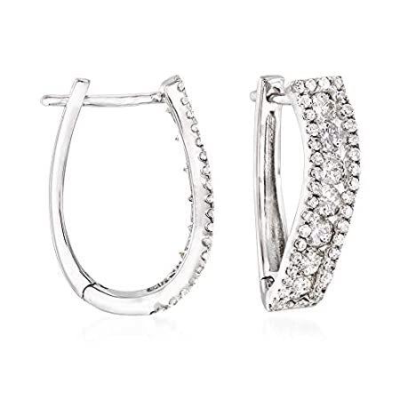 Ross-Simons 1.00 ct. t.w. Diamond Curved Hoop Earrings in 14kt