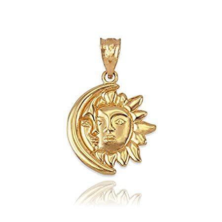 超特価通販サイト 10K Yellow Gold Moon and Sun Face Celestial Pendant Necklace (Pendant only)