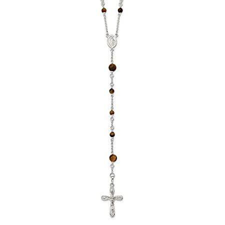 Ryan Jonathan Fine Jewelry Sterling Silver Tiger Eye Rosary Necklace, 33