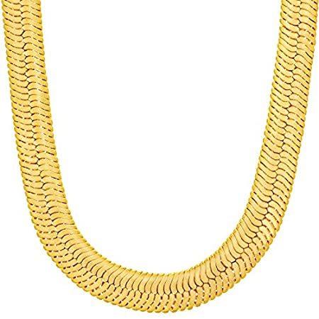 Lifetime Jewelry 9mm フレキシブルヘリンボーンチェーンネックレス 24K 純金メッキ ゴールド