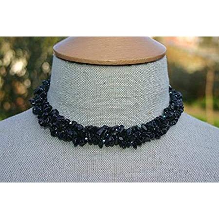 BLACK SPINEL CHOKER Necklace With Turquoise Swarovski Crystal Code- WAR6042