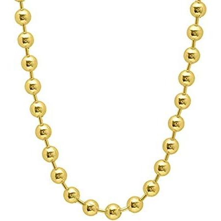 925スターリングシルバー 1.5mm 2mm 3mm 4mm シルバービーズボールチェーンネックレス 14Kゴールドメッキ スターリングシルバービー