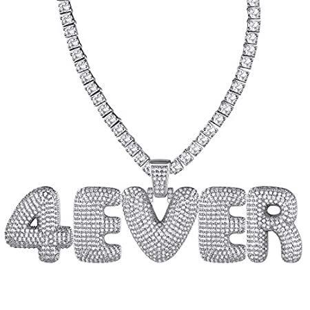 GoldChic ジュエリー カスタマイズ可 アイスアウト バブルペンダント ゴールドメッキ イニシャル レターペンダントネックレス 18Kゴールドメ