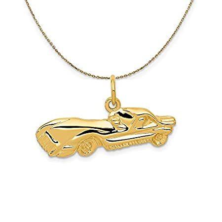 世界の Black Bow Jewelry 14k Yellow Gold Satin and Diamond Cut Sport Car Necklace ネックレス、ペンダント
