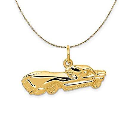 Black Bow Jewelry 14k Yellow Gold Satin and Diamond Cut Sport Car Necklace