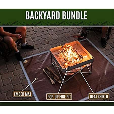 Pop-Up Fire Pit Backyard Bundle Includes 24" Pop-Up Pit   Heat Shield I