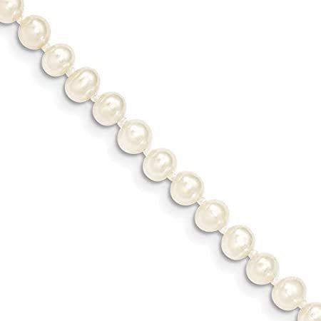 14k Yellow Gold White Near Round Freshwater Cultured Pearl Necklace (4-5mm) 14K Yellow Gold Mounting with .50cts featuring a White Gold Head