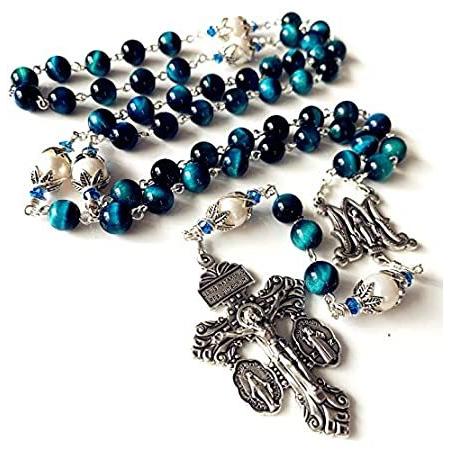 elegantmedical HANDMADE Peacock Blue Tiger Eye Prayer Beads & (AAA)10mm rea