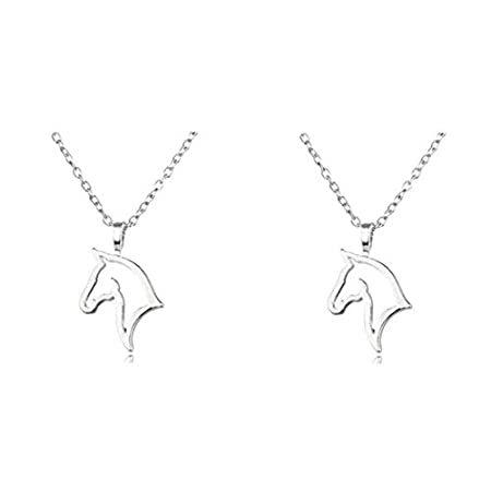 馬のネックレス 馬のギフト 2個 かわいいアウトラインペンダントネックレス