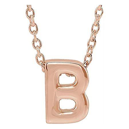 Solid 14k Rose Gold Alphabet Initial Letter B Slide Charm Pendant Chain Nec