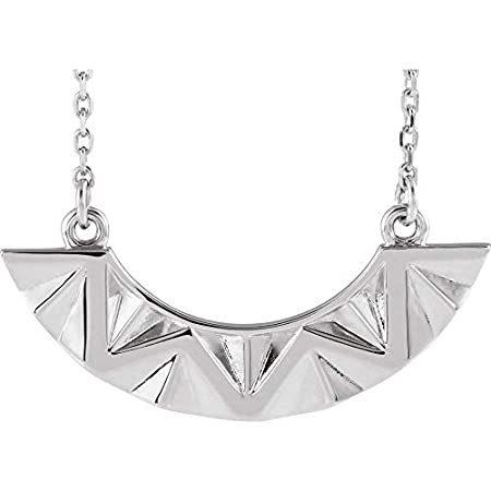 Solid 14k White Gold Curved Bar Charm Pendant Chain Necklace Adjustable 16