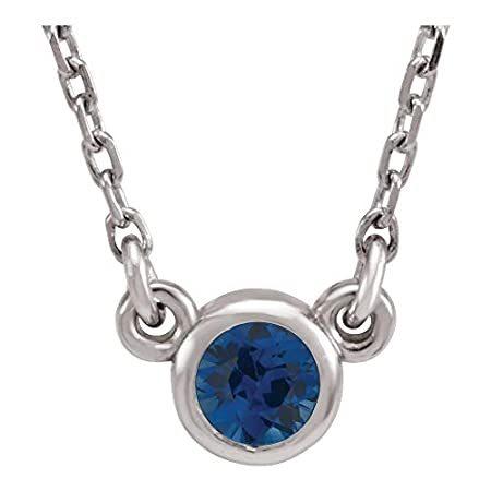 Solid 925 Sterling Silver Solitaire 3mm Round Lab-Created Blue Sapphire Bez