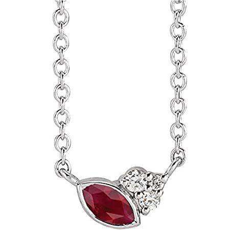 Solid Platinum Solitaire Lab-Created Ruby and .03 Cttw Diamond Charm Pendan