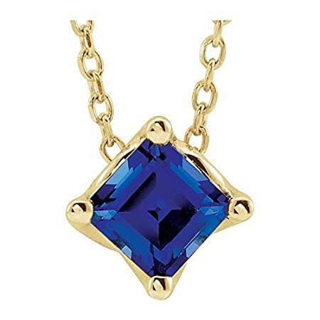 Solid 14k Yellow Gold Solitaire Created Blue Sapphire Solitaire Charm Penda
