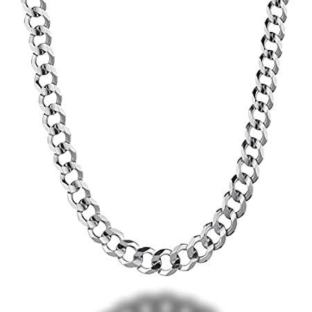 Savlano 925 Sterling Silver 7.5mm Italian Solid Curb Cuban Link Chain Neckl