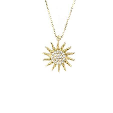 新作人気モデル Real 14K Anelise Solid 2. - Women For Necklace Pendant Sun Gold Fine Yellow ネックレス、ペンダント