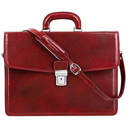 Leather Briefcase Full Grain Leather Attache Case Handmade Red Laptop Bag -