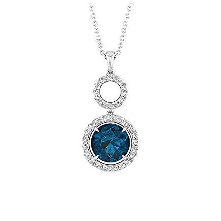 入園入学祝い Certified SGL London - Topaz Blue Green Carat 2 Diamond Antiq Pendant, Halo ネックレス、ペンダント