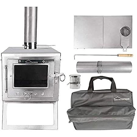 D&R 秋冬キャンプ用2.2M煙突付き 1.6kg超軽量 折りたたみ ソロ テント用 焚き火台 かまど １台多役 BBQ 料理 薪