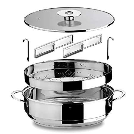 CoolCookware Oval Deep Casserole with Lid & Grill