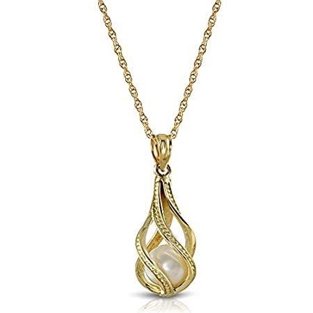 Galaxy Gold GG 14K Solid Yellow Gold Necklace With Natural Pearl