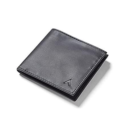 Allett ID Wallet， Onyx Black | Leather， RFID Blocking | Slim Minimalist Bif
