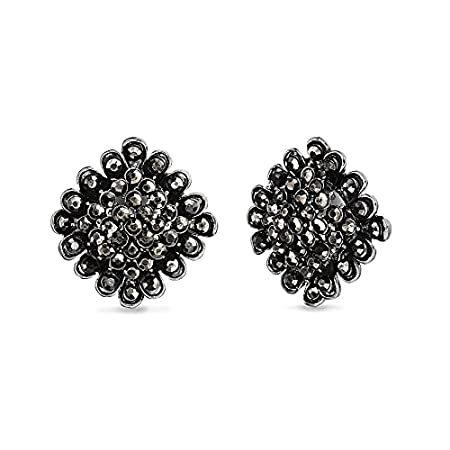 Badgley Mischka アンティーク仕上げ ラインストーン スクエア型 クリップオンスタッドイヤリング 女性用