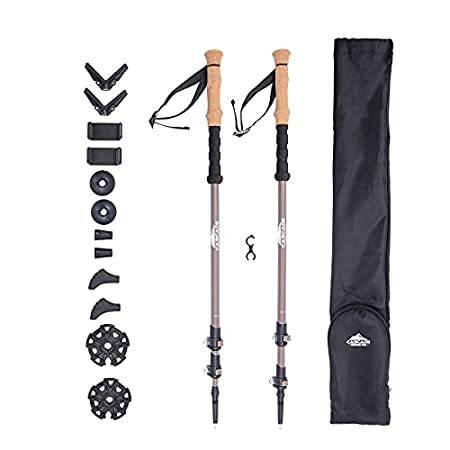Cascade Mountain Tech Trekking Poles - 2 Piece Carbon Fiber Monopod Walking