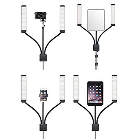 GLAMCOR マルチメディア X コンテンツ作成キット ポータブル LED 照明キット 自撮り機能付き USB充電ポート 色温度調整可能