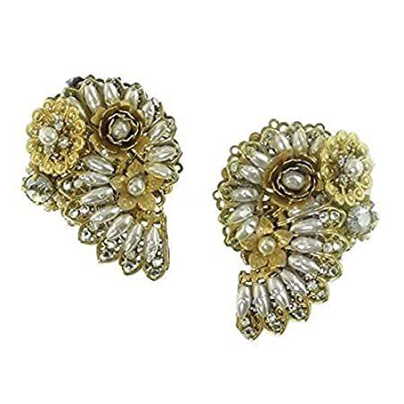 Miriam Haskell Swirl Pearl Clip Earrings