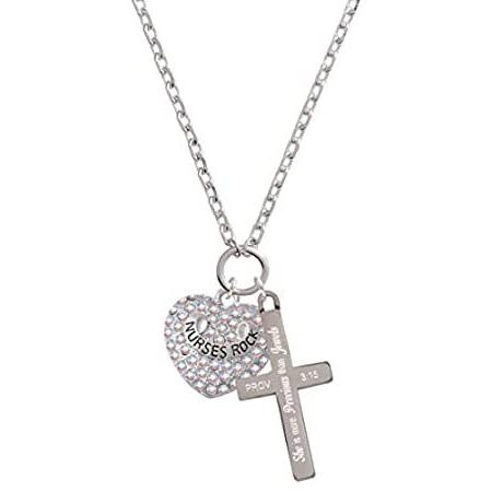 Delight Jewelry Silvertone Nurses Rock on AB Crystal Heart - She