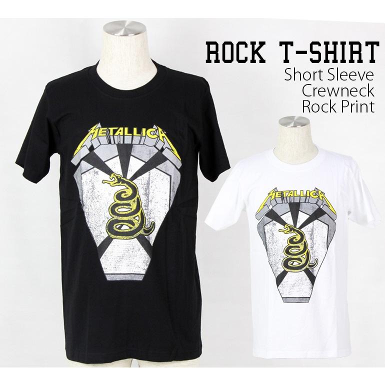 ロックtシャツ バンドtシャツ パンク Metallica メタリカ 蛇ロゴ メンズ レディース M-2XLサイズ 黒色 白色 ストリート系｜t-link