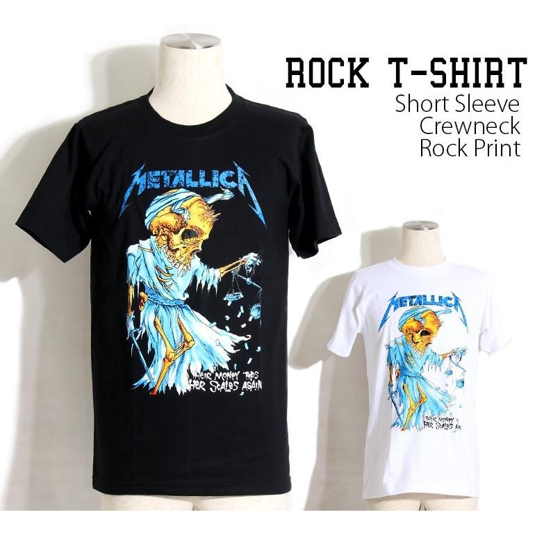 ロックtシャツ バンドTシャツ パンク Metallica メタリカ どくろの天秤