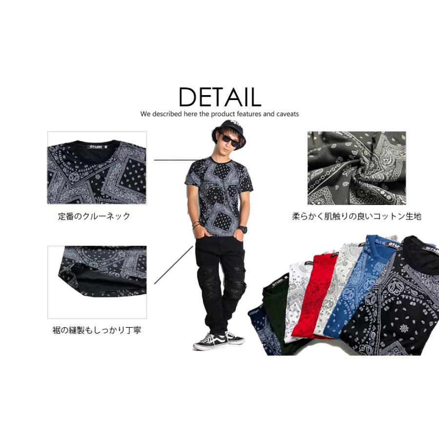 ペイズリー柄 Tシャツ メンズ 半袖 総柄Tシャツ 夏 カジュアル 大きい
