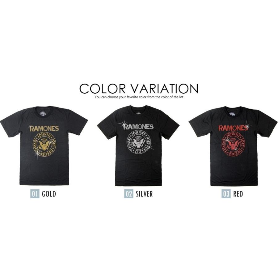 ラインストーン ロックTシャツ 3種類 半袖 バンドTシャツ Ramones ラモーンズ レディース メンズ 黒色 S M Lサイズ｜t-link｜05