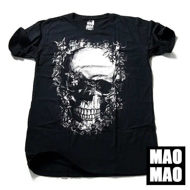 Tシャツ メンズ おしゃれ 半袖 ストリート系 Tシャツ レディース MAOMAO デザインTシャツ 骸骨と天使 黒色 S M L XLサイズ  :mah009:T-LINK 通販 